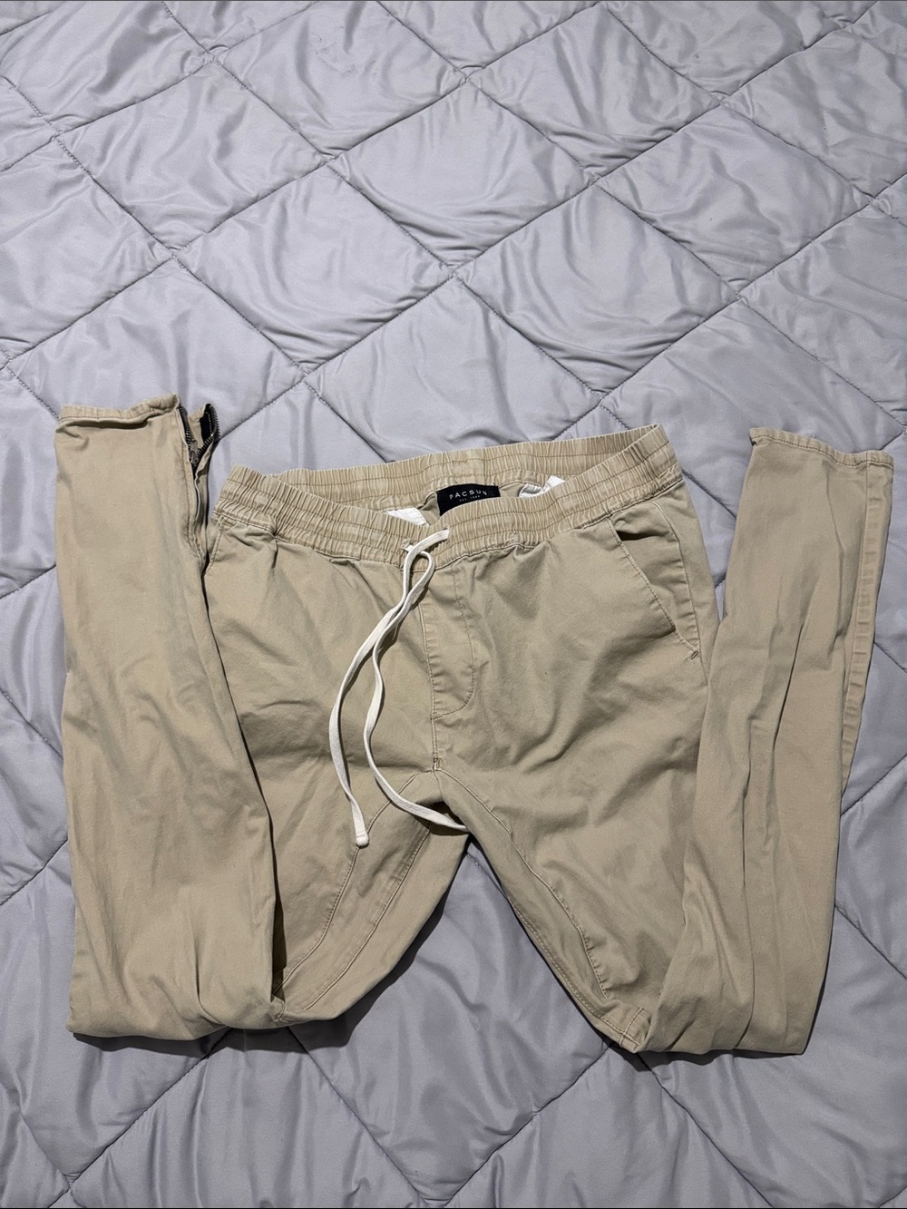 PacSun Beige/Tan Drawstring Chino Joggers